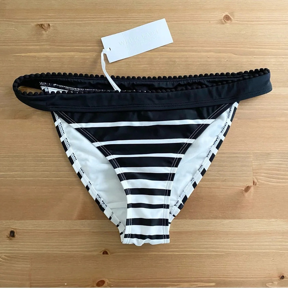 NWT The White Company Gradual Stripe Bikini Brief Bottom Only Black White Sz 8 - Picture 1 of 9